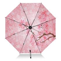 Guarda-chuva Compacto SLHKPNS - Proteção UV 50+ Rosa com Estampa de Cerejeira