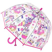 Guarda-chuva Cybyq-Family Kids Clear Dome à prova de vento rosa pônei