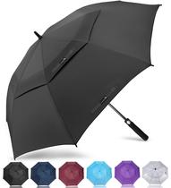 Guarda-chuva de golfe ZOMAKE Large 137 cm com dossel duplo ventilado preto
