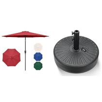 Guarda-chuva de pátio iPower 9 pés com 22,68 kg de capacidade base vermelho+preto Guarda-chuva de pátio iPower 9 pés com 22,68 kg de capacidade base vermelho+preto