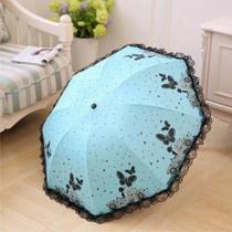 Guarda-chuva De Renda Borboleta, Resistente Ao Vento, Dobrável Em Três Partes, Para Sol E Chuva