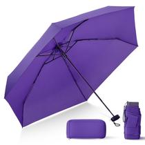 Guarda-chuva de viagem LEAGERA Compact com estojo roxo leve Guarda-chuva de viagem LEAGERA Compact com estojo roxo leve
