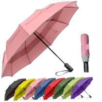 Guarda-chuva de viagem MRTLLOA à prova de vento impermeável de 49 polegadas rosa