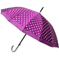 GUARDA-CHUVA Feminino Poá 95CM Automático com Cabo Curvo