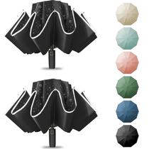 Guarda-chuva Fogkey Compact Travel Reverse Folding, 10 costelas, pacote com 2