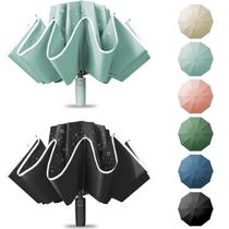 Guarda-chuva Fogkey Compact Travel Reverse Folding, 10 costelas, pacote com 2