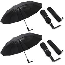 Guarda-chuva GAOYAING Windproof Travel Compact Automatic Black 2Pk