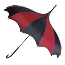 Guarda-chuva Gothic Rebel Dark Wing em estilo pagode preto e vermelho Guarda-chuva Gothic Rebel Dark Wing em estilo pagode preto e vermelho