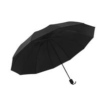 Guarda-chuva Grande Dobrável Preto Com Proteção Solar, 12 Varetas, Resistente Para Três Pessoas,