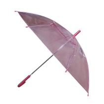 Guarda Chuva Infantil 8 Varetas Automático: PVC Transparente Rosa Guarda Chuva Infantil 8 Varetas Automático: PVC Transparente Rosa