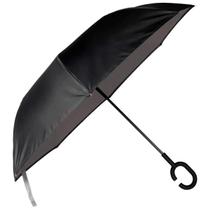 Guarda-Chuva Invertido Mor Em Aço Tecido Duplo Preto E Cinza