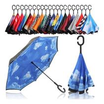 Guarda Chuva Invertido Tecido Duplo Alça Mãos Livres Premium