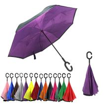 Guarda chuva invertido tecido duplo impermeável hastes reforçadas contra vento invertido