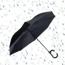 Guarda Chuva Invertido Tecido Duplo Impermeável Preto 8 Varetas Automático