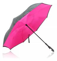 Guarda Chuva Invertido Tecido Duplo Impermeável Rosa Pink