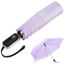 Guarda-chuva LEAGERA Compact Travel 42 polegadas Automatic Light Purple