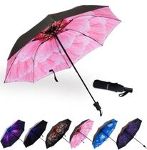 Guarda-chuva LLanxiry Small Compact Travel Windproof Rain (Phalaenopsis)