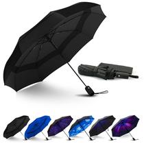 Guarda-chuva LLANxiry Windproof Travel Rain Black 10 Ribs