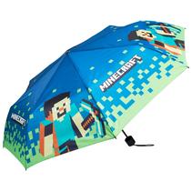 Guarda-chuva Minecraft Kids dobrável, durável e compacto, azul/verde