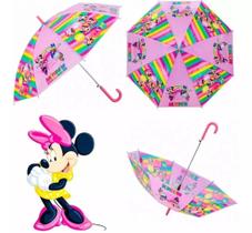 Guarda Chuva Minnie - 4 a 12 anos - Reforçado Automatico - Minie Mine - Infantil - 48 cm raio - PANAMI