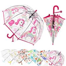 Guarda-chuva MRTLLOA Kids Red Unicorn Bubble com alça curva