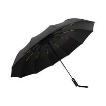 Guarda-chuva Preto Automático Dobrável Com 12 Varetas, Resistente a Raios UV, Design Durável De Três