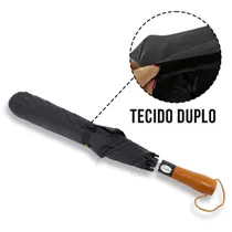 Guarda Chuva Preto Automático Grande Reforçado Tecido Duplo 1078