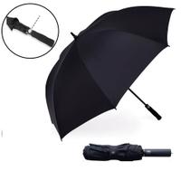 Guarda Chuva Preto Resistente Reforçado Automático Cabo Emborrachado Botão Automático Prático Seguro