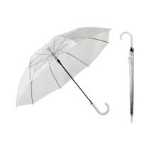 Guarda chuva PVC automático 8 varetas cabo curvo modelo transparente pratico