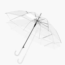 Guarda chuva PVC automático 8 varetas cabo curvo transparente clássico