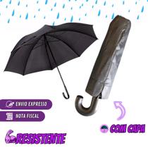 Guarda-chuva Reforçado com cabo curvado abre e fecha fácil e rápido, secagem pratica, Proteção contra chuva e raios UV