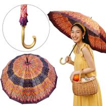 Guarda Chuva Reforçado Grande Estampado Colorido Dia a Dia Sombrinha Automático Indiano