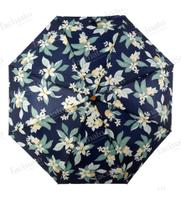 Guarda chuva reforçado três dobras pongee flores