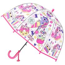 Guarda-chuva RONIARE Kids Clear Bubble para chuva, à prova de vento, pônei, rosa