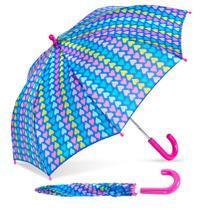 Guarda-chuva SheDrain multicolorido com listras de coração para crianças 33 polegadas Guarda-chuva SheDrain multicolorido com listras de coração para crianças 33 polegadas