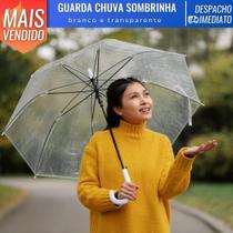 Guarda Chuva Sombrinha Automatico Cabo Curvado Transparente 62 cm