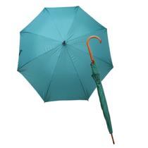 Guarda Chuva Sombrinha Colorido Cabo Cor de Madeira Automático - Várias Cores
