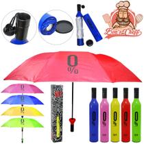 Guarda chuva sombrinha de poliester manual retratil colors 8 varetas cabo reto e estojo garrafa 108cm de ø