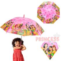 Guarda Chuva Sombrinha Princesas Disney Rosa Infantil Longo - tuut