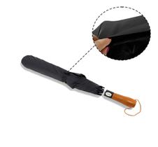 Guarda Chuva Tecido Duplo Grande Reforçado Contra Vento Cabo De Madeira Portaria Top