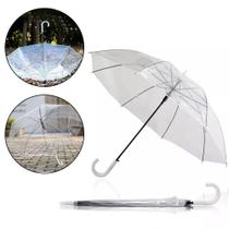 Guarda Chuva Transparente Automatico Bengala Grande Resistente Cabo Curvo Tipo Portaria Seca Rapido Adulto Unissex