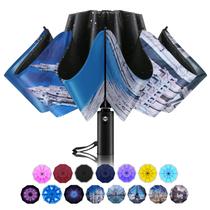 Guarda-chuva Trenovo invertido à prova de vento para viagem com faixa reflexiva