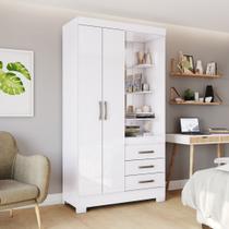 Guarda-Roupa 02 Portas e 03 Gavetas Pequin Branco/Rosa Guarda-Roupa 02 Portas e 03 Gavetas Pequin Branco/Rosa