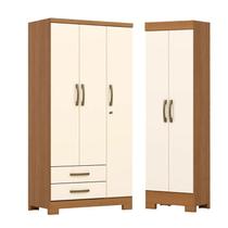 Guarda Roupa 03 portas e 02 Gavetas Açaí DA133 com Armário Multiuso 2 Portas 3 Prateleiras B387 Cinamomo Off White - Henn Guarda Roupa 03 portas e 02 Gavetas Açaí DA133 com Armário Multiuso 2 Portas 3 Prateleiras B387 Cinamomo Off White - Henn