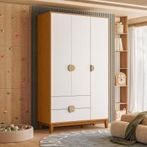 Guarda Roupa 03 Portas e 02 Gavetas Kid Cinamomo / Branco Guarda Roupa 03 Portas e 02 Gavetas Kid Cinamomo / Branco