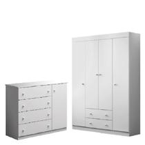 Guarda Roupa 04 Portas E Cômoda 100% Mdf Elisa