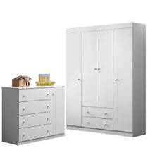 Guarda Roupa 04 Portas E Cômoda 100% Mdf Elisa - Phoenix