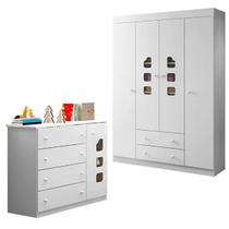 Guarda Roupa 04 Portas E Cômoda 100% Mdf Isabele