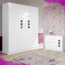 Guarda Roupa 04 Portas E Cômoda Isabele 100% MDF - Phoenix