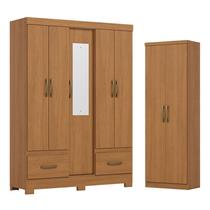 Guarda Roupa 05 portas e 02 Gavetas Chale B60 com Armário Multiuso Margarida Cinamomo - Henn Briz Guarda Roupa 05 portas e 02 Gavetas Chale B60 com Armário Multiuso Margarida Cinamomo - Henn Briz